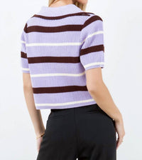 WHITEROOM+CACTUS Annise Cropped Collar Sweater in lavender brown - women's sweater - detail view