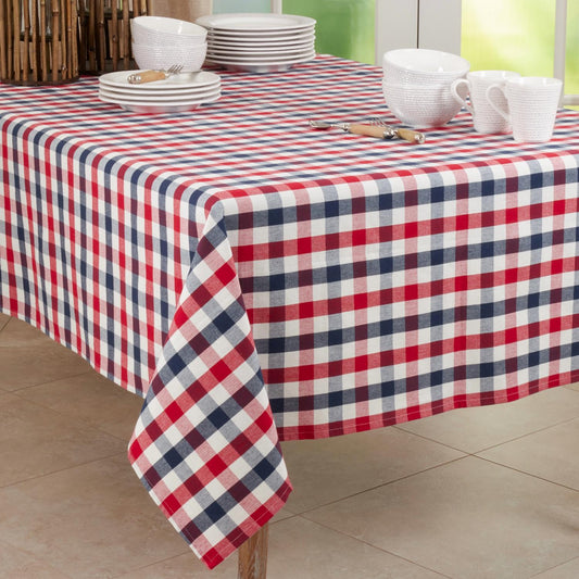 Saro - Gingham Check Table Cover, 65" Square