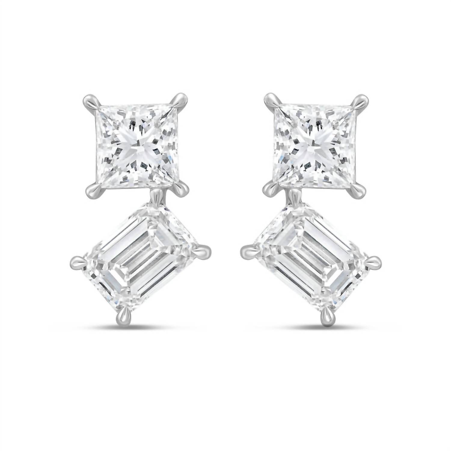 Diana M Jewels - Women's Princess & Emerald Lab-Grown Diamond Stud Earrings (5.00 Ct) - Statement
