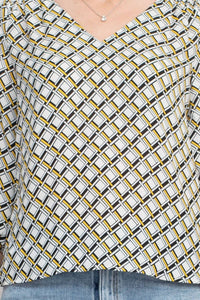 Counterparts - V Neck Elastic Shoulder Detail Elastic Cuff Top