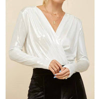 Wisteria Lane - Slinky Long Sleeve Surplice Bodysuit