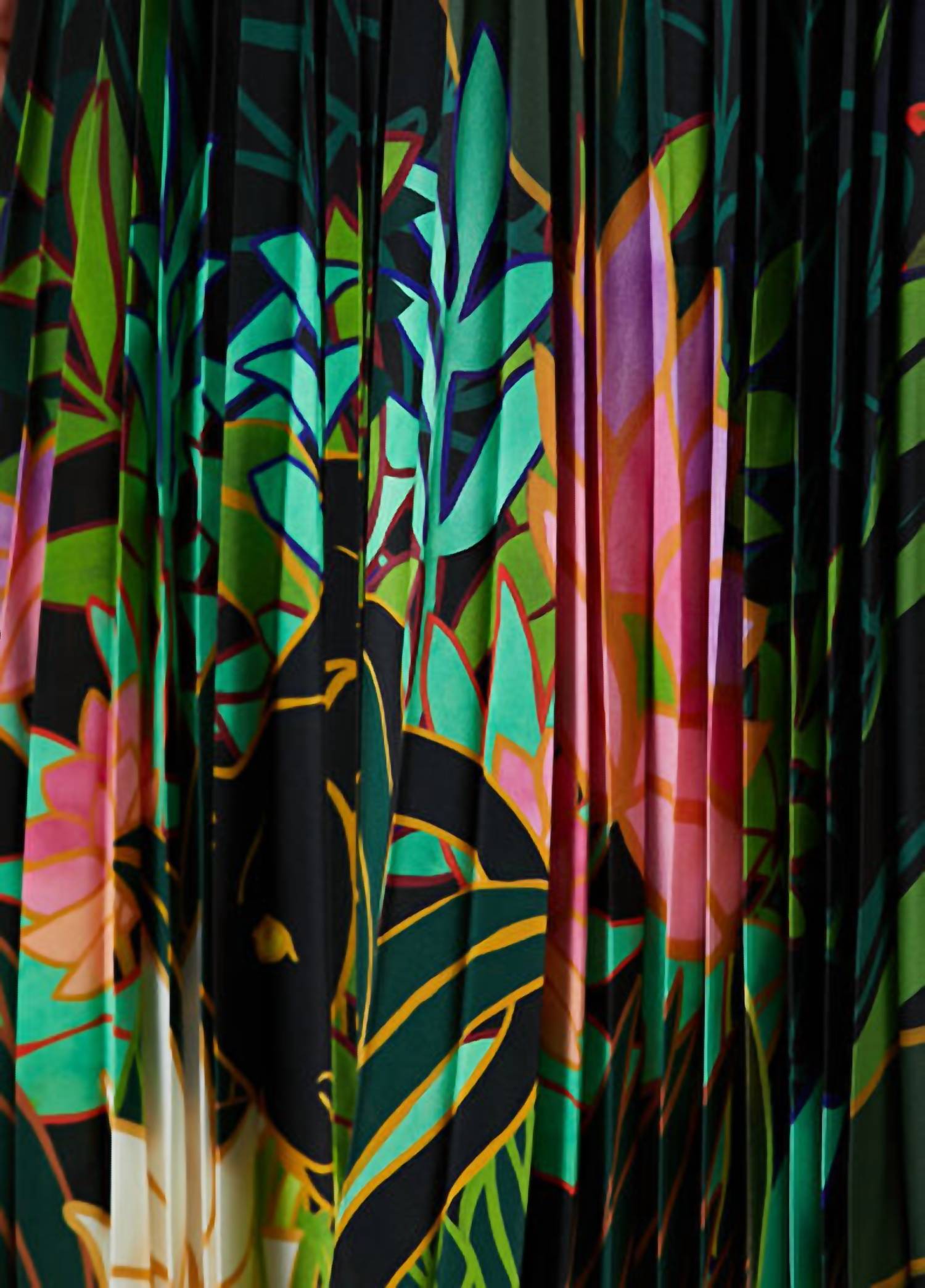 Valentino - Patterned Pleated Midi Silk Skirt
