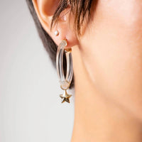 Gold & Honey - Women's Mini Star Charm Lucite Hoop Earrings
