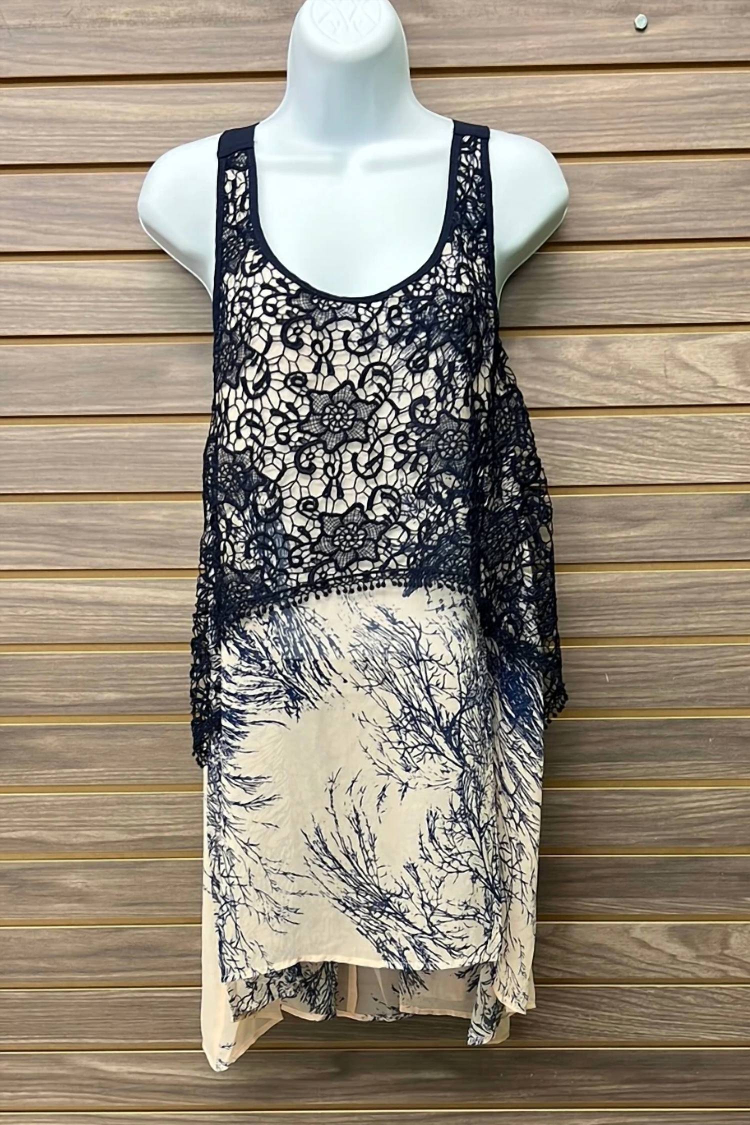 Ryu - Women's Floral Lace Tie Back Long Tank Top