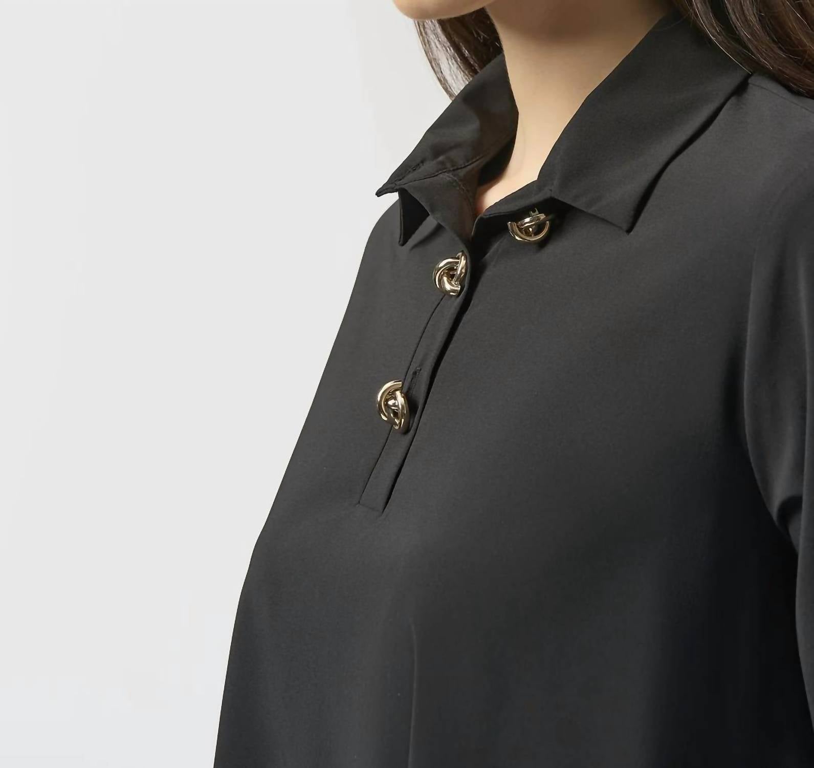 Joseph Ribkoff - Collared Hi-low 3/4 Sleeve Top