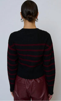 Central Park West Marley Striped Cardigan in black - women's cardigan - detail view