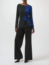 Joseph Ribkoff - Boat Neck Long Sleeves Straight Top
