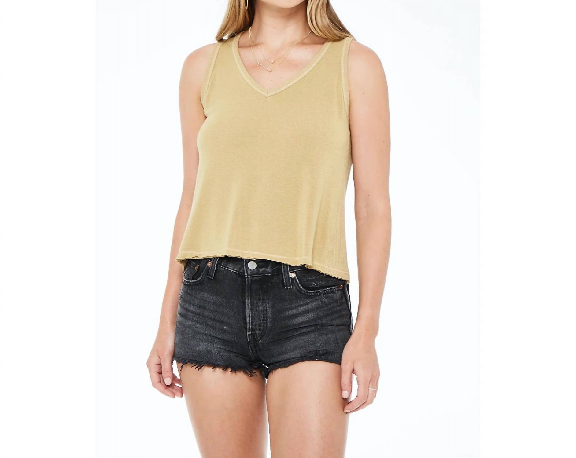 PROJECT SOCIAL T Loving Kind rib Mix tank in spicy mustard - women's tank top