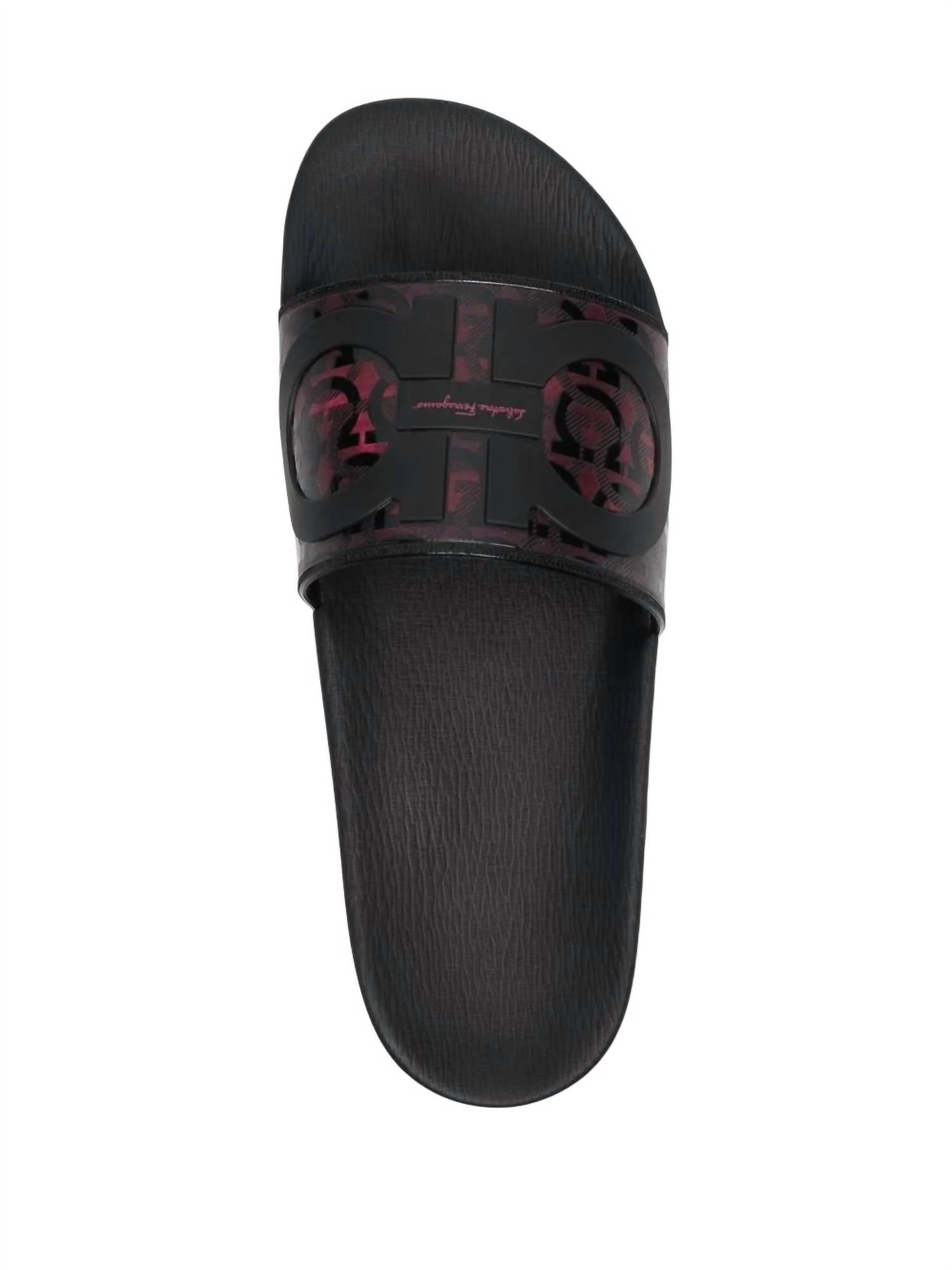 Salvatore Ferragamo - Men's Groove Logo-embossed Slider Sandal