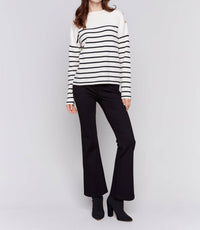 Charlie B - Striped Jacquard Crew Neck Sweater
