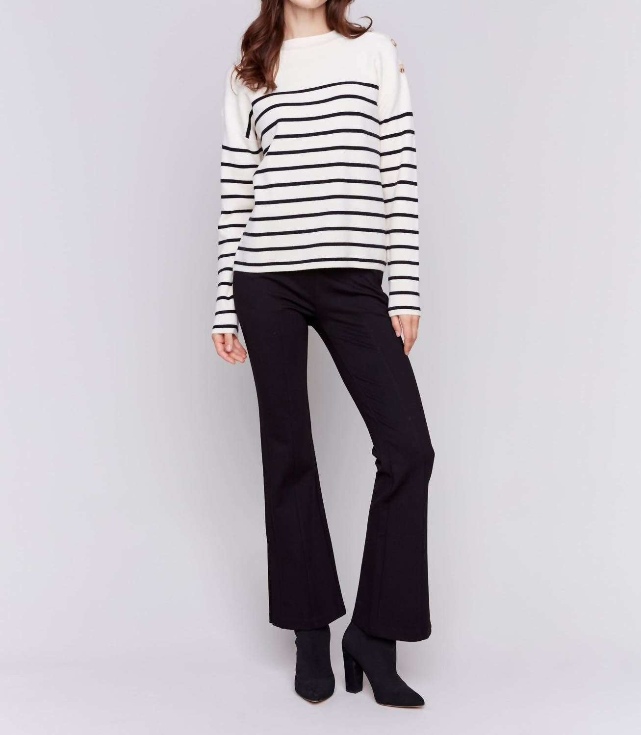 Charlie B - Striped Jacquard Crew Neck Sweater