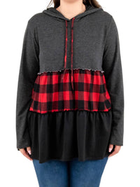 Heimish Usa - Tiered Babydoll Hoodie Top