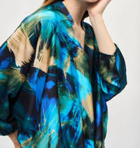 Joseph Ribkoff - Brushstroke Print Tie Front Satin Top