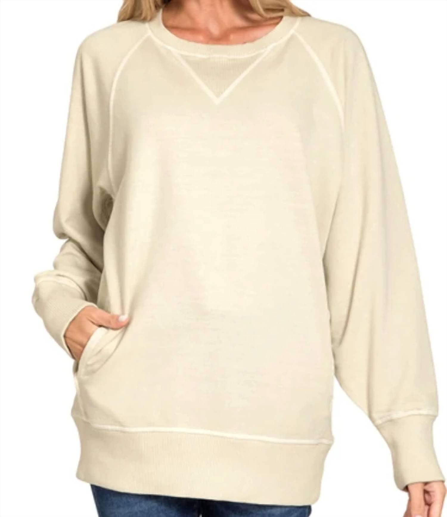 Zenana - Pigment Dyed French Terry Pullover Sweater