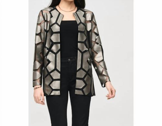 Joseph Ribkoff - Laser Cut Faux Leatherette Jacket