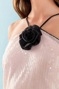 2.7 August Apparel - Rose Sequin Mini Dress