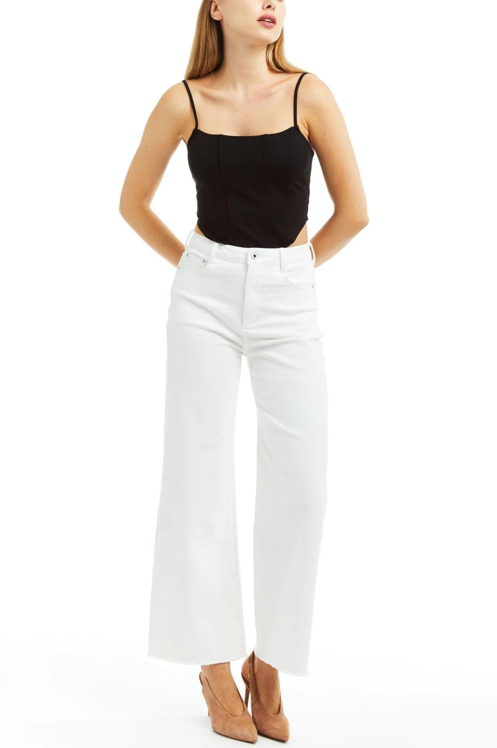 Tractr - Alice High Rise Ankle Crop Wide Leg Jean