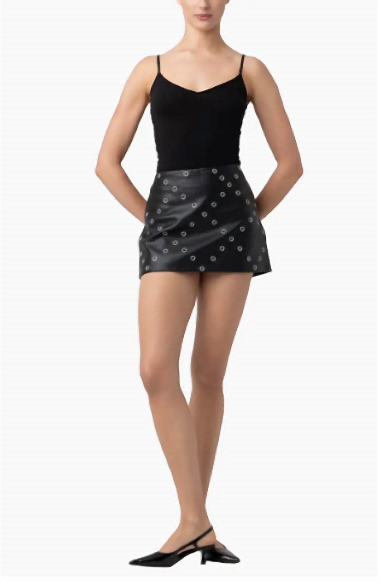 Blanknyc - Grommet Faux Leather Mini Skirt