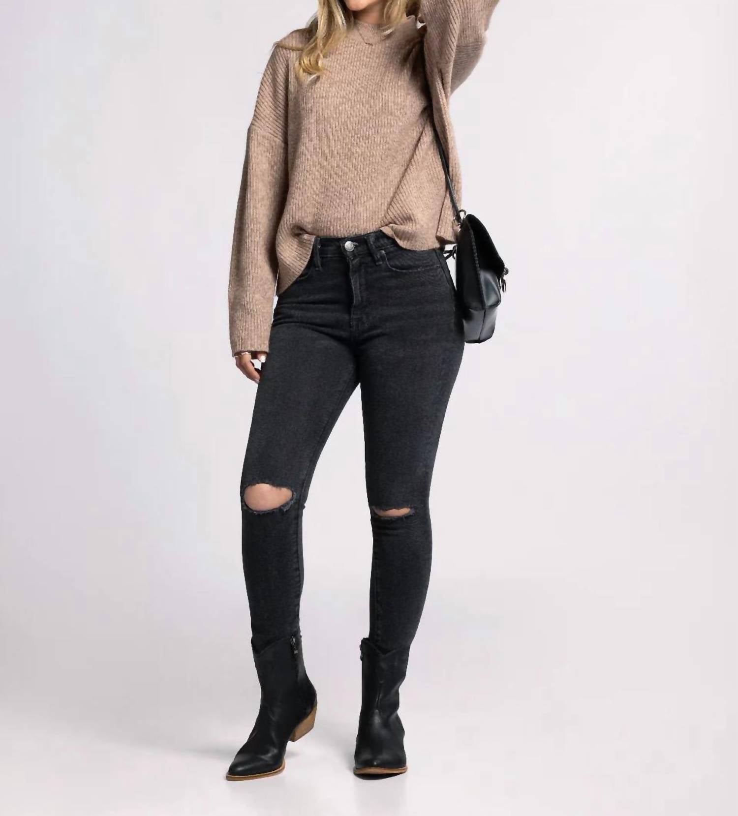 Thread & Supply Lana Crew Neck Sweater in heather mocha - women's sweater