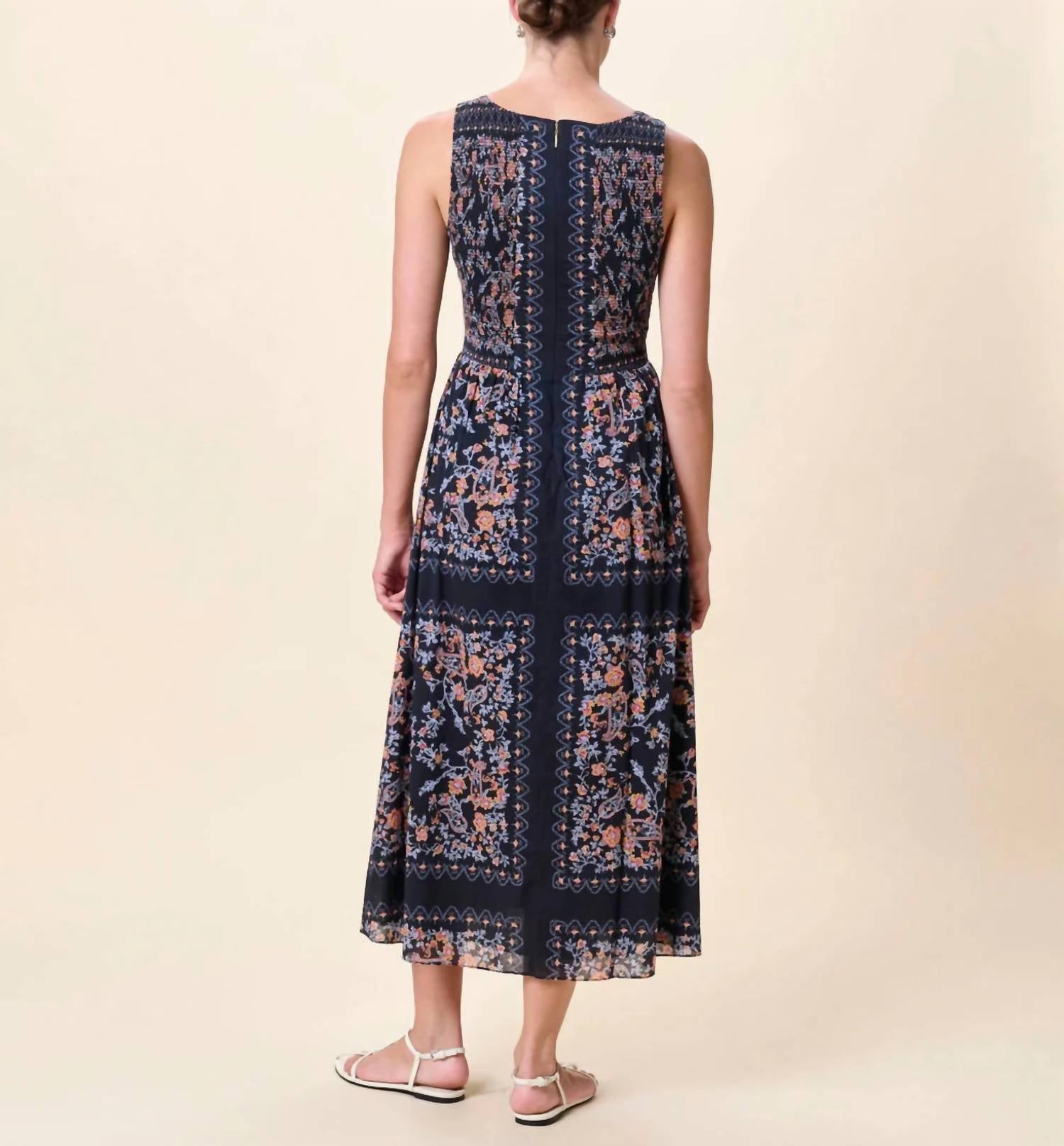 Cleobella Constance Ankle Dress in dark la ramos print - women's dress - detail view