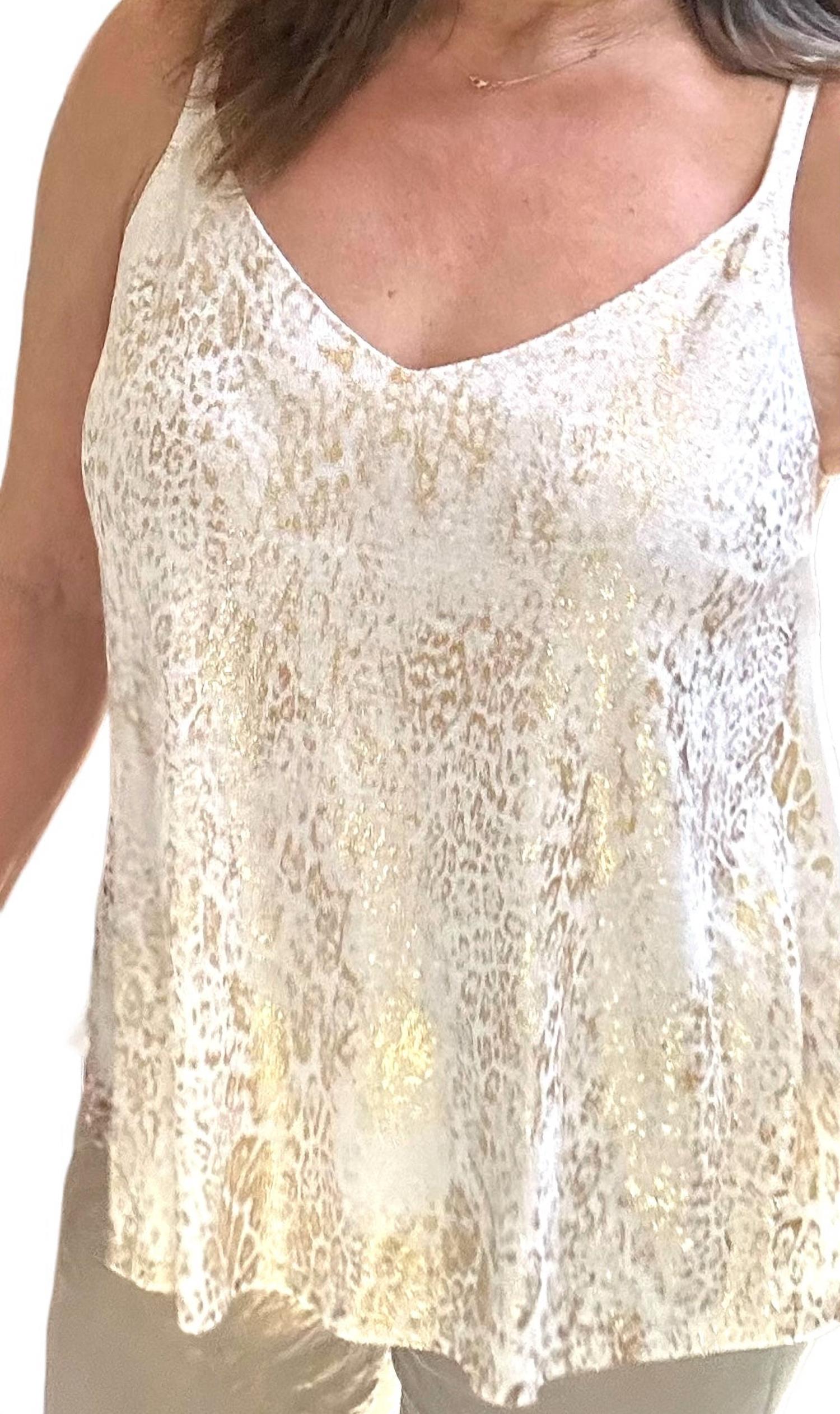 Made In Italy - Metallic Leopard Print Tank Top