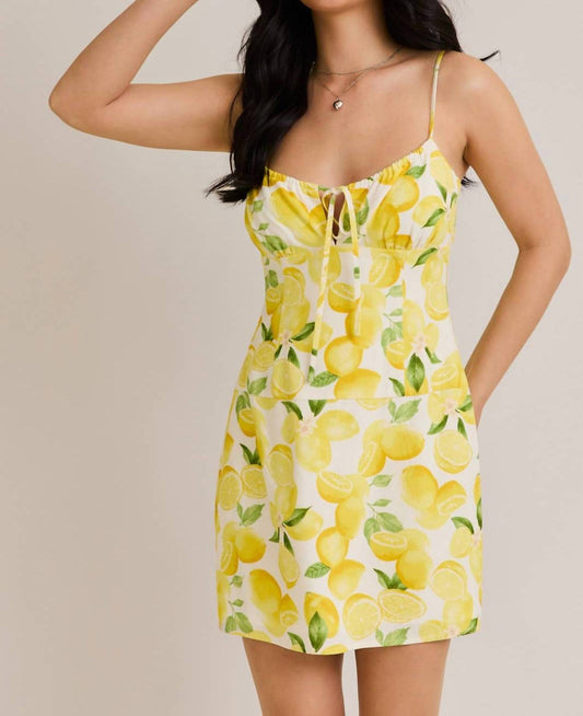 Le Lis - Lemon Shirred Neck Low Waist Mini Dress