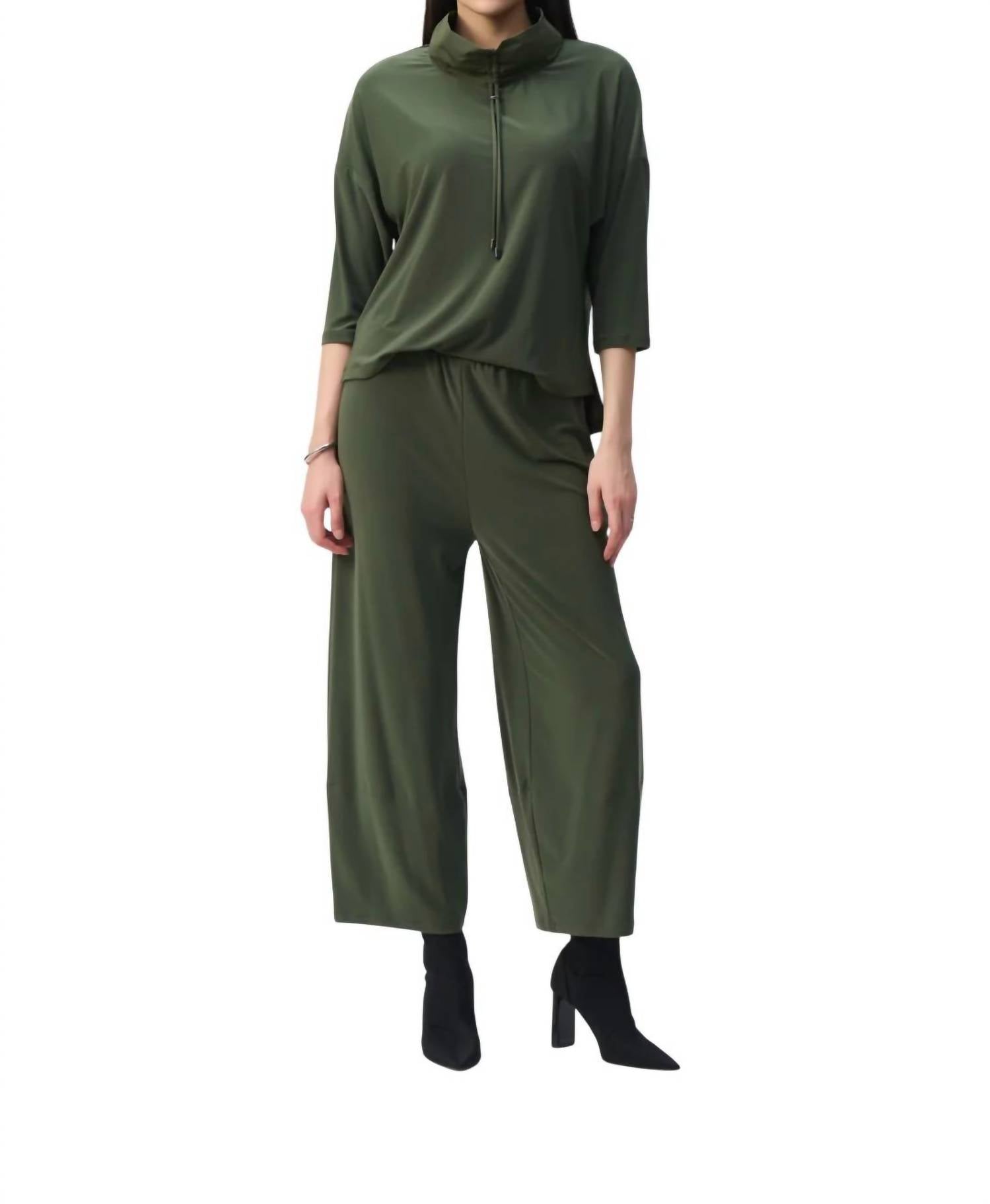 Joseph Ribkoff Cropped Knit Jumpsuit in iguana - women's pants - alternate view
