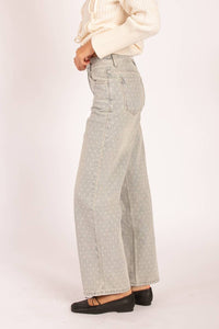 Heyson - Polka Dot High-waisted Straight Leg Jeans