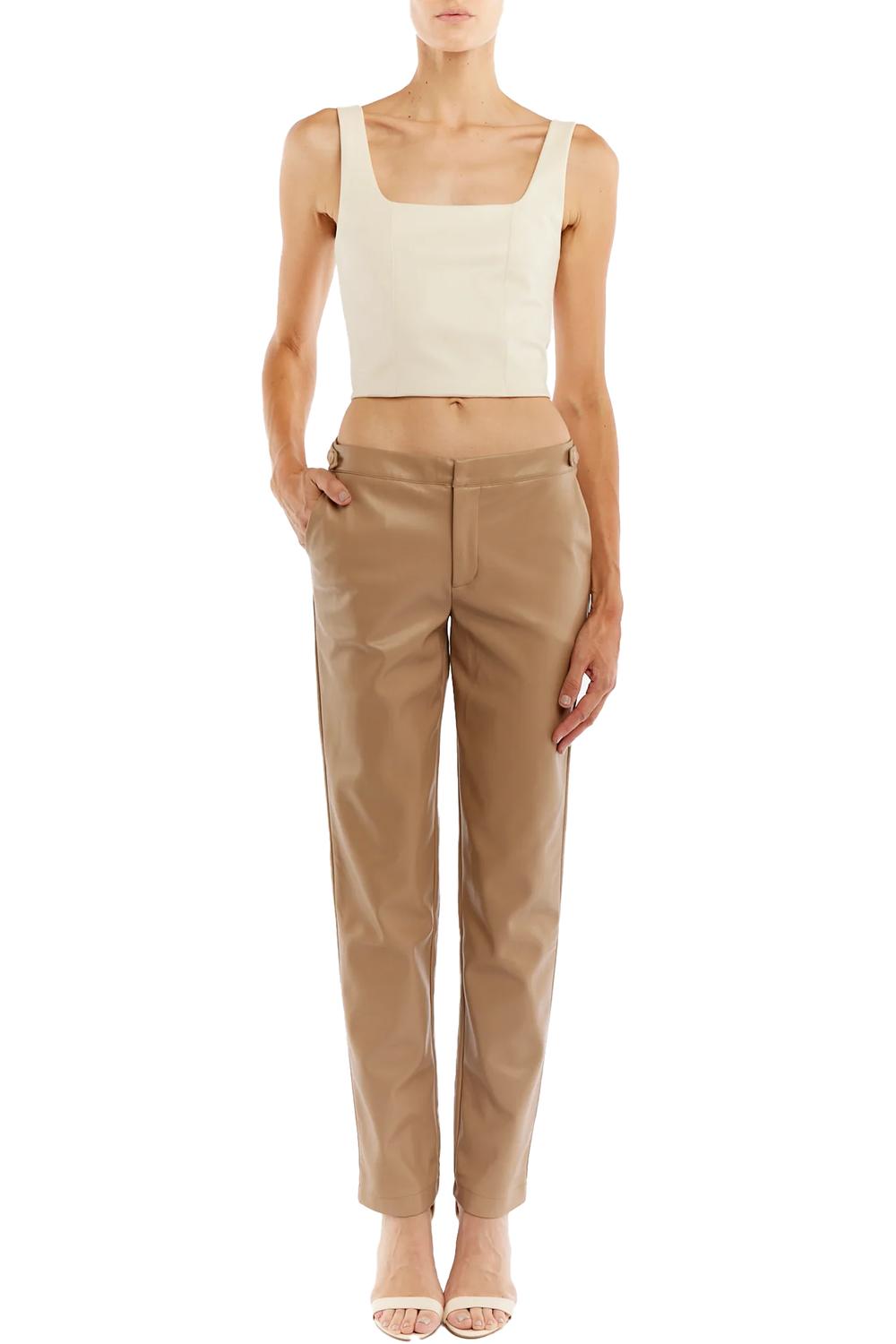 Lblc The Label - Chloe Faux Leather Trouser With Waistline Button