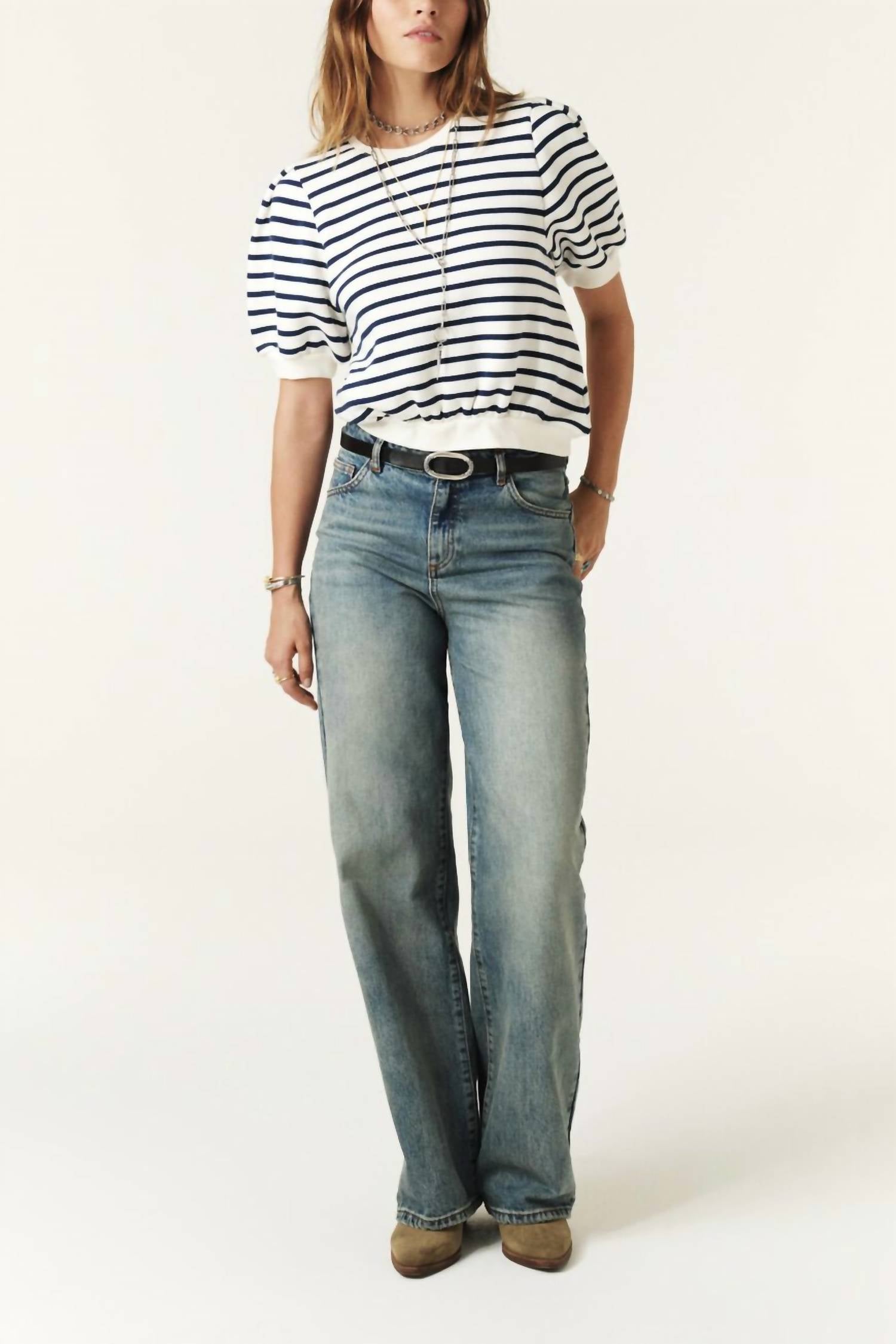 Ba&Sh - Tamar Striped Cropped Sweatshirt