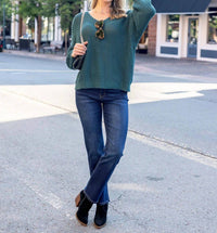 Grace and Lace Boyfriend Slouchy Knit Sweater in blue spruce - women's sweater - view 5