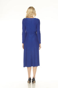 Joseph Ribkoff Shimmery Ruched Fit And Flare Dress in royal sapphire - women's dress - alternate view