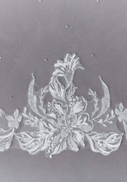 Morilee - Lace Scattered Rhinestones Cathedral Length Wedding Veil