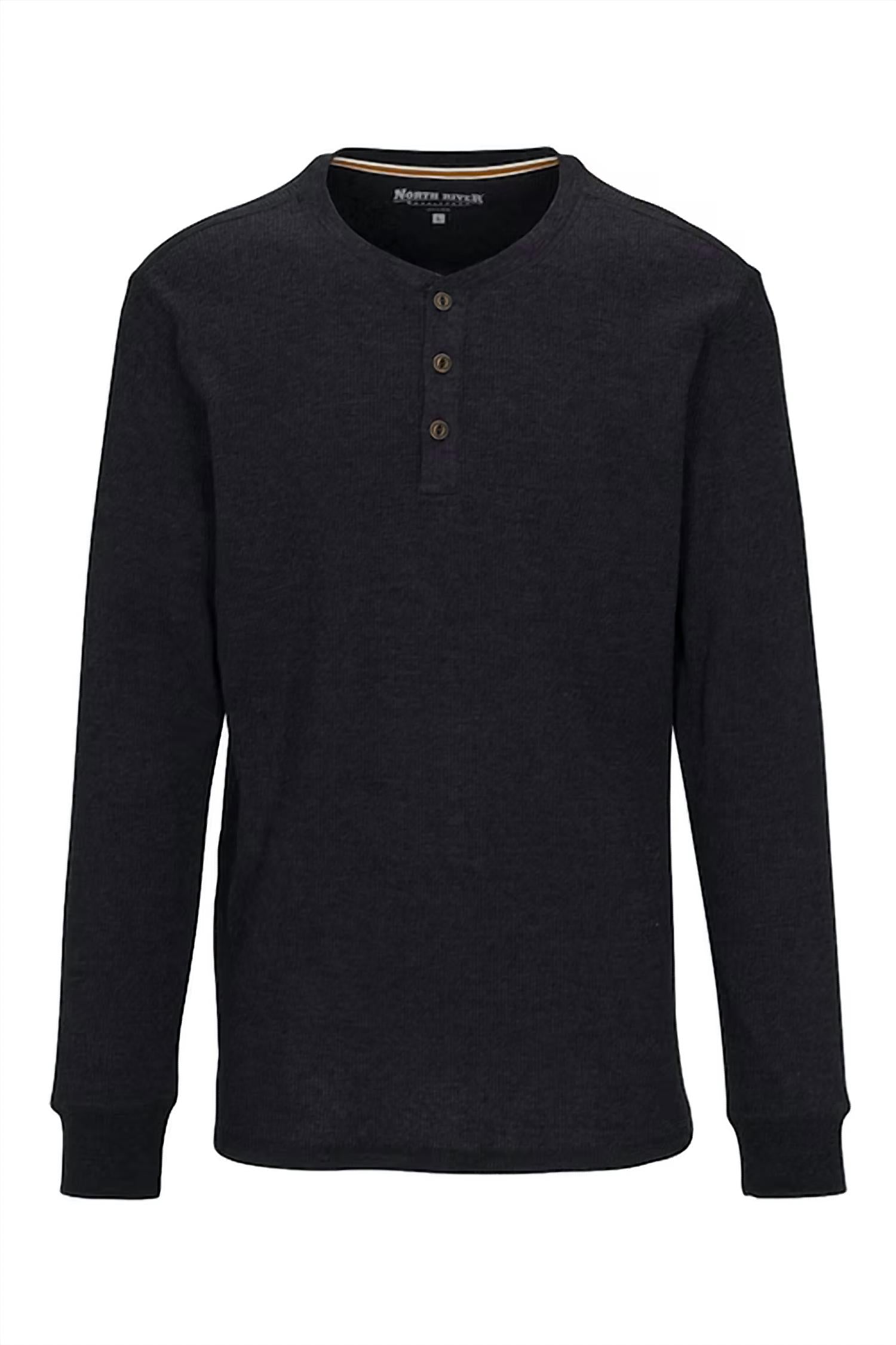 North River - Men's Waffle 3 Button Henley Top