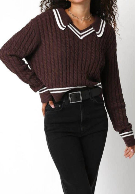 Olivaceous - Collared Stripe Sweater