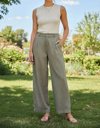 Ee:Some - Women's Zipper Front Wide Leg Pants
