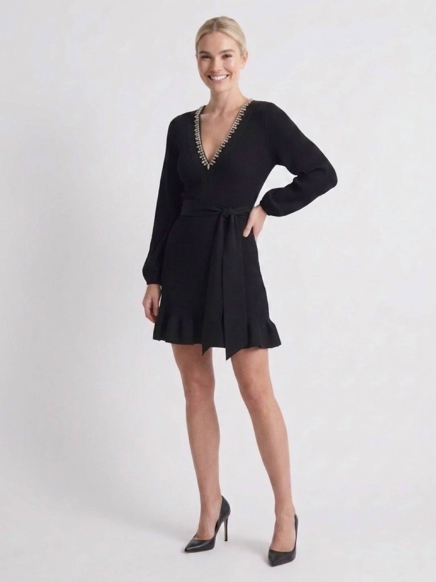 Milly - Liv Crystal Embellished Pleated Dress