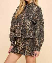Tcec - Animal Printed Button Down Jacket