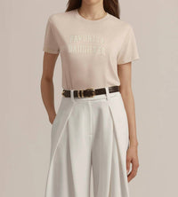 Favorite Daughter Cropped Collegiate Tee in rosewater snow white - women's t-shirt