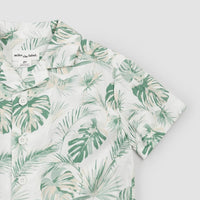 Miles Baby Boys Short Sleeve Shirt in palm fronds - men's shirt - detail view