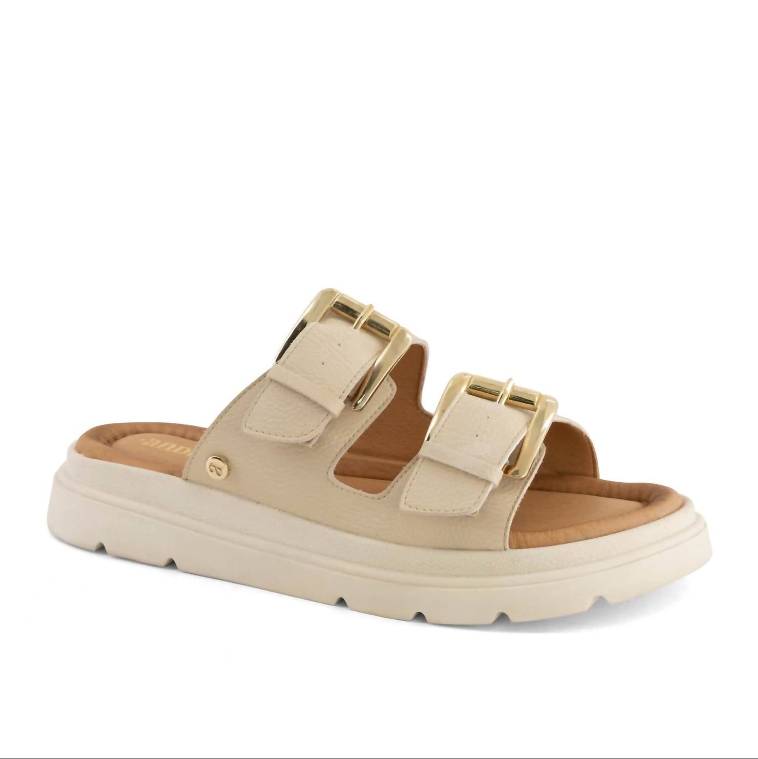 Andrea Women's Buckle Closure Sandal in beige - women's sandal