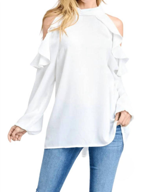 Ee:Some - Pia Ruffle Cold-Shoulder Blouse