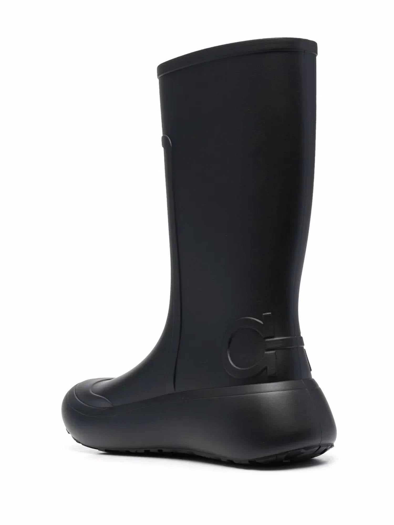 Salvatore Ferragamo Women's Gancini-debossed Rain Boots in black - women's shoe - view 69