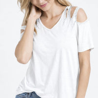 Vocal Apparel - Laser Cut Stone Shoulder Top