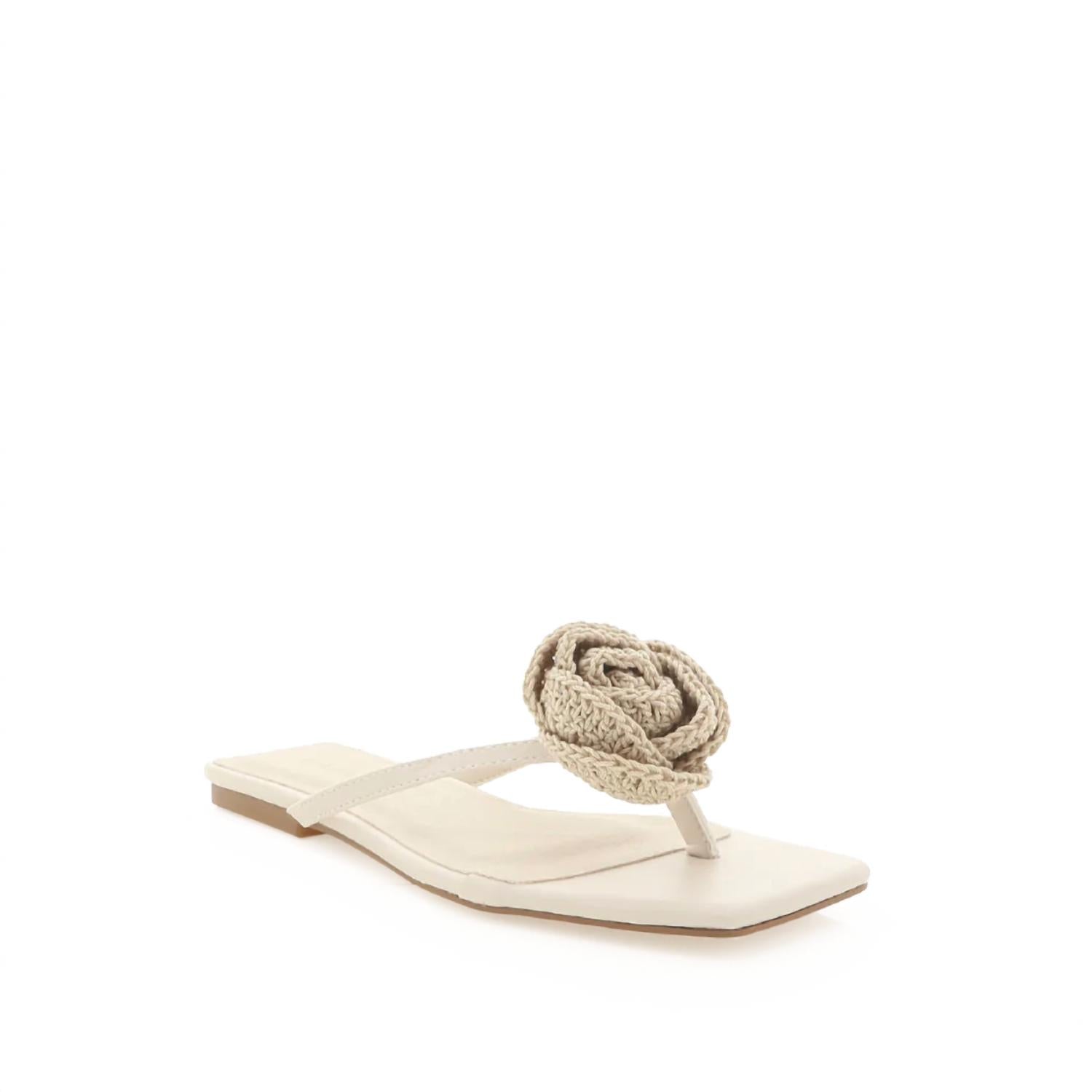 BiLLiNi Women's Idella Slide Sandal in cream crochet - women's sandal - detail view