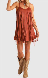 Rock & Roll Denim - Women's Microsuede Fringe Dress