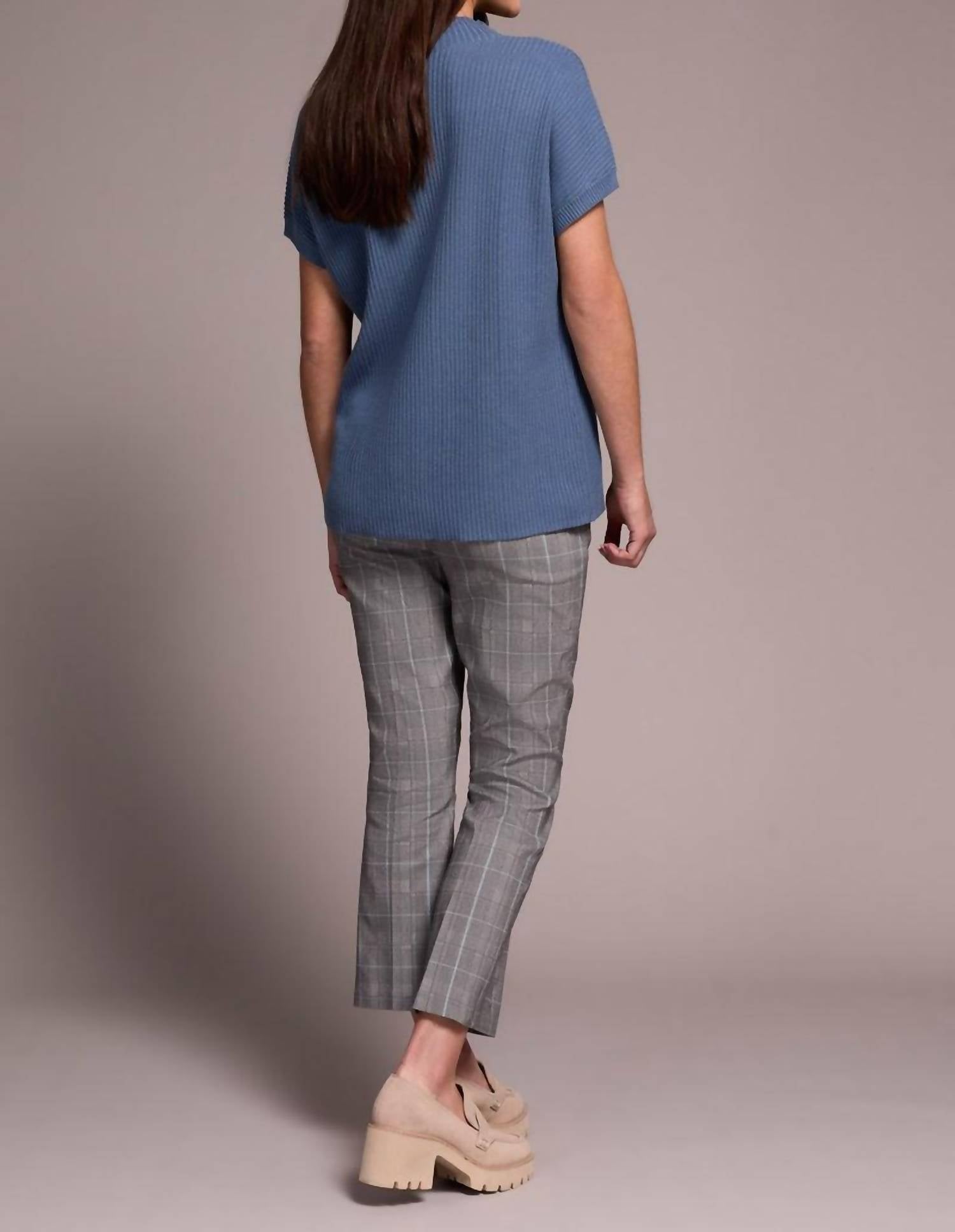Tribal - Cotton Mock Neck Cap Short Sleeve Top