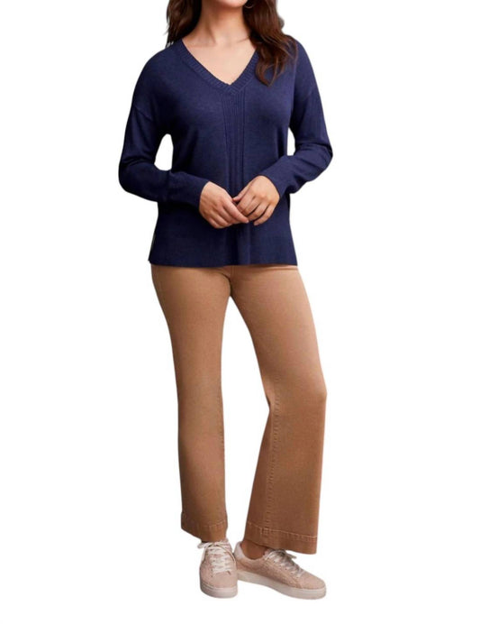 Tribal - Long Sleeve V-neck Sweater With Cables