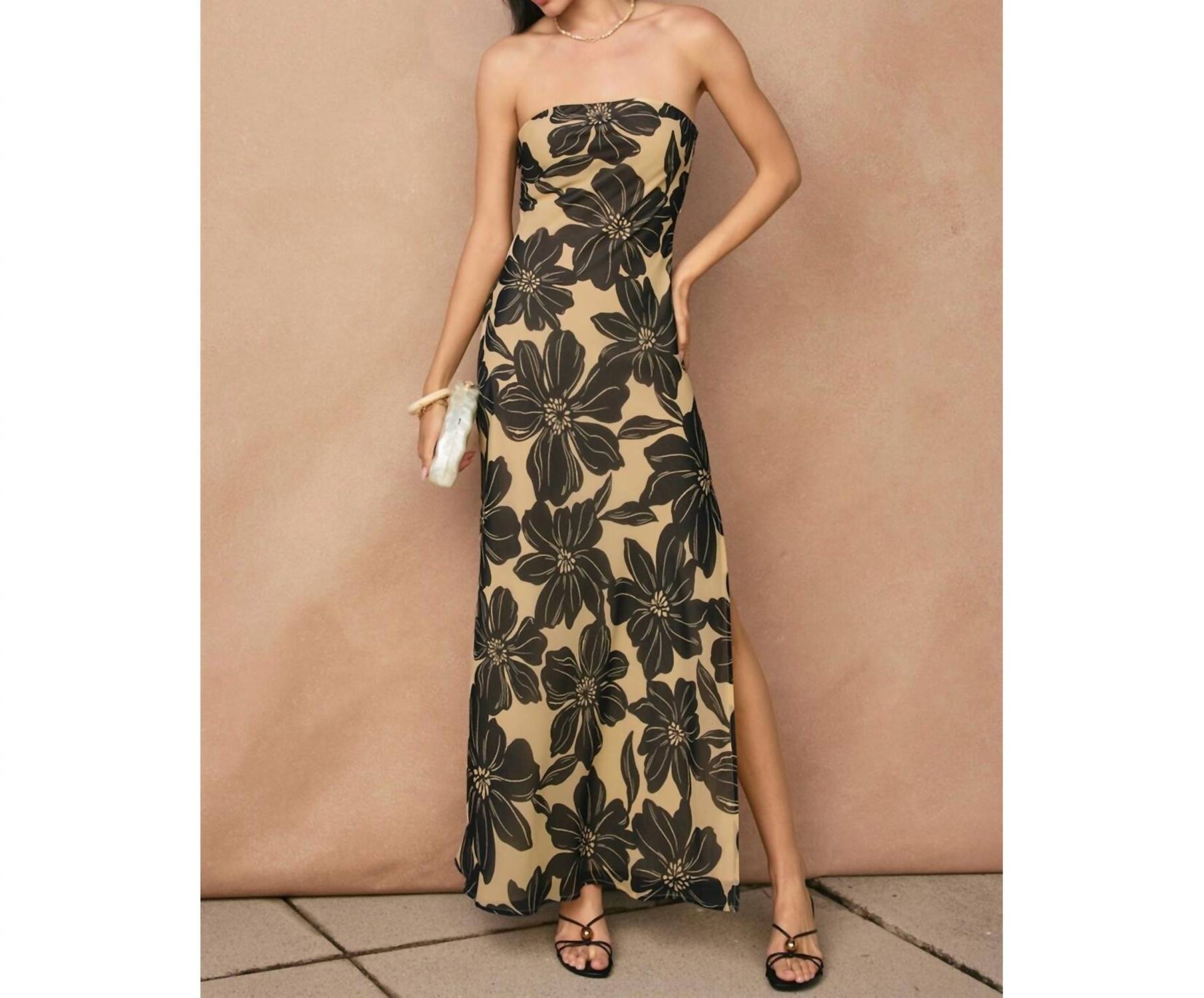 Dress Forum - Linen Strapless Tie Back Maxi Dress