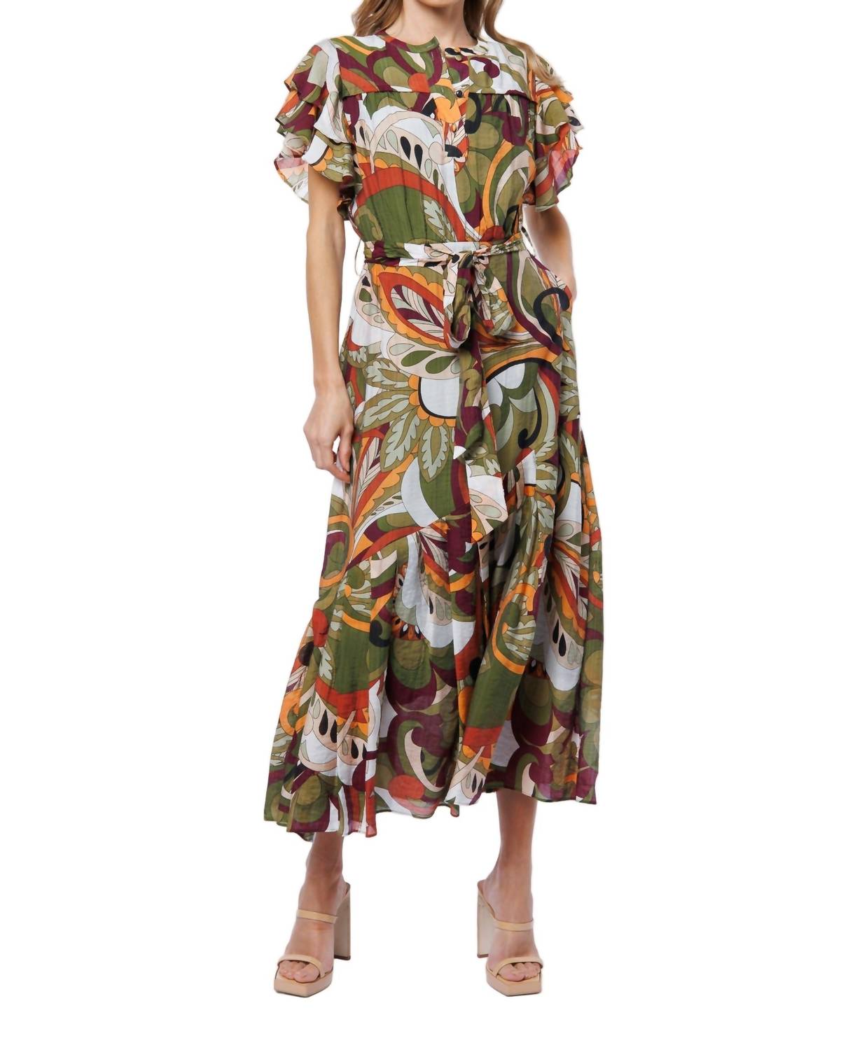 Ciebon - Nythia Printed Flutter Midi Dress